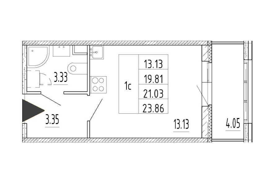 Квартира студия 19.81 м², 1/13 эт., ЖК «Полис Приморский 2»